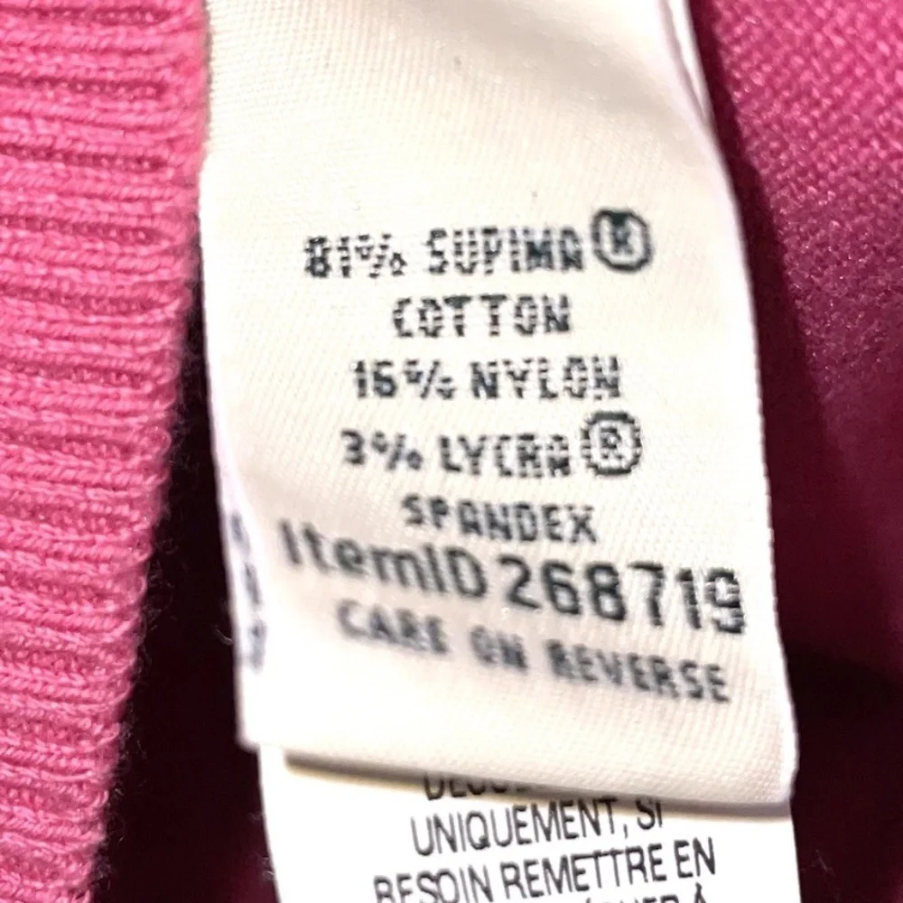 L. L. Bean Supima Cotton Cardigan Sweater Medium Pink EUC - Picture 7 of 7